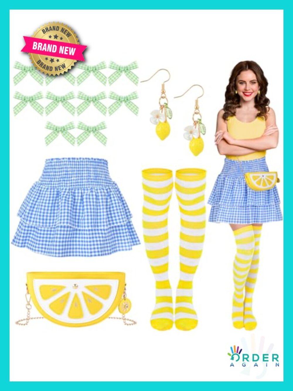 5 Pc Y2K Lemon Cake Costume Set Halloween Cosplay Accessories